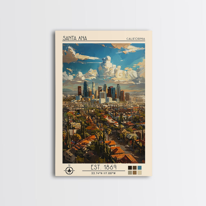 Santa Ana Travel Poster, Framed Canvas Print, City Art Print, Travel Wall Art, Wanderlust Gift, Vintage Travel Print, Vintage Poster