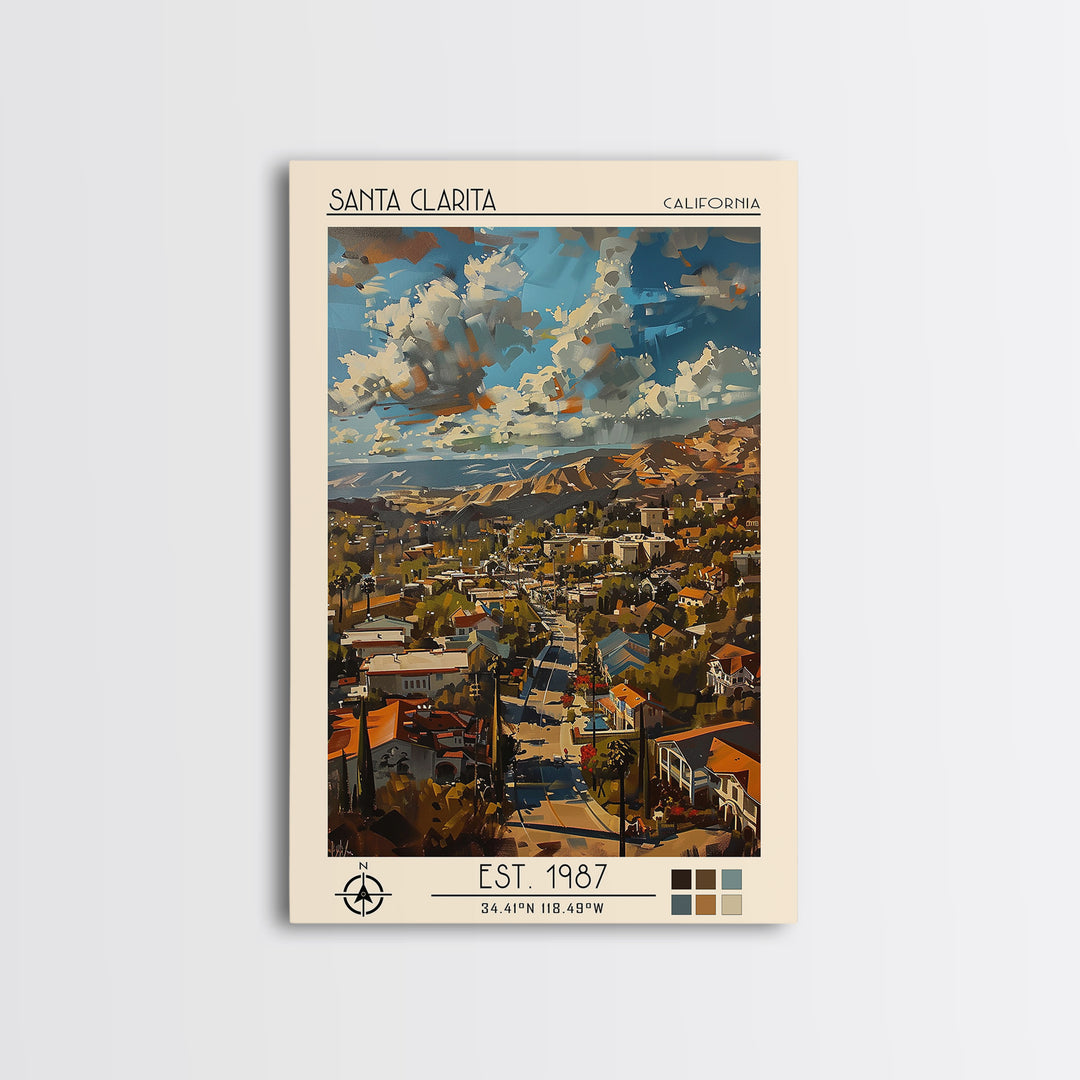 Santa Clarita Travel Poster, Canvas Print, City Travel Poster, Vintage City Poster, City Wall Art, Minimalist Poster, Travel Posters