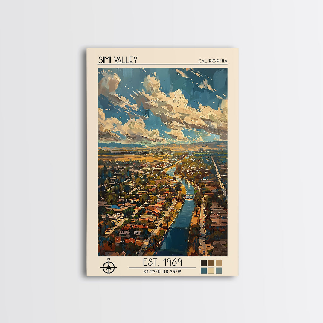 Simi Valley Travel Poster, Framed Canvas Print, City Art Print, Travel Wall Art, Living Room Wall Art, Retro Travel Poster, Wall Art