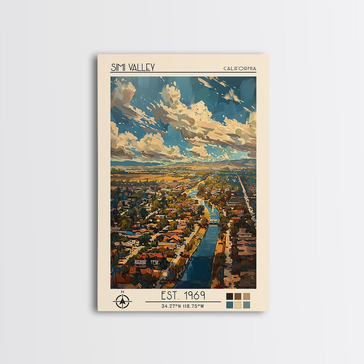Simi Valley Travel Poster, Framed Canvas Print, City Art Print, Travel Wall Art, Living Room Wall Art, Retro Travel Poster, Wall Art