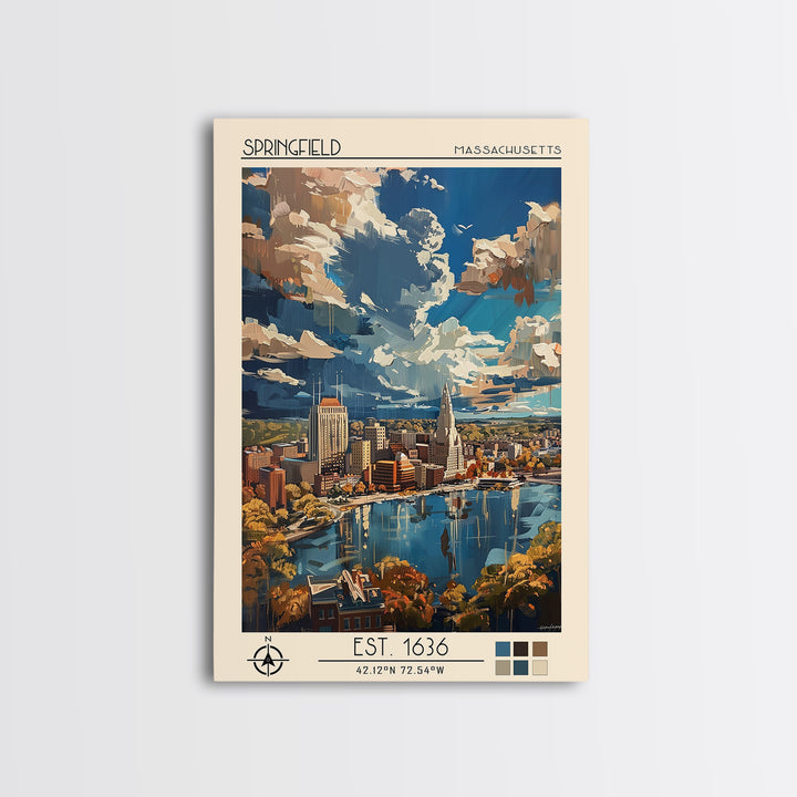 Springfield Travel Poster, Framed Canvas Print, Retro Travel Poster, City Wall Art, Fine Art Print, Travel Wall Decor, Landscape Art
