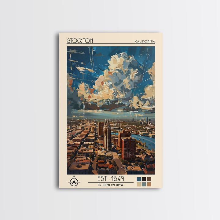 Stockton Travel Poster, Canvas Print, Travel Art Print, Modern Wall Decor, Travel Prints, City Wall Art, Landscape Art, Travel Decor