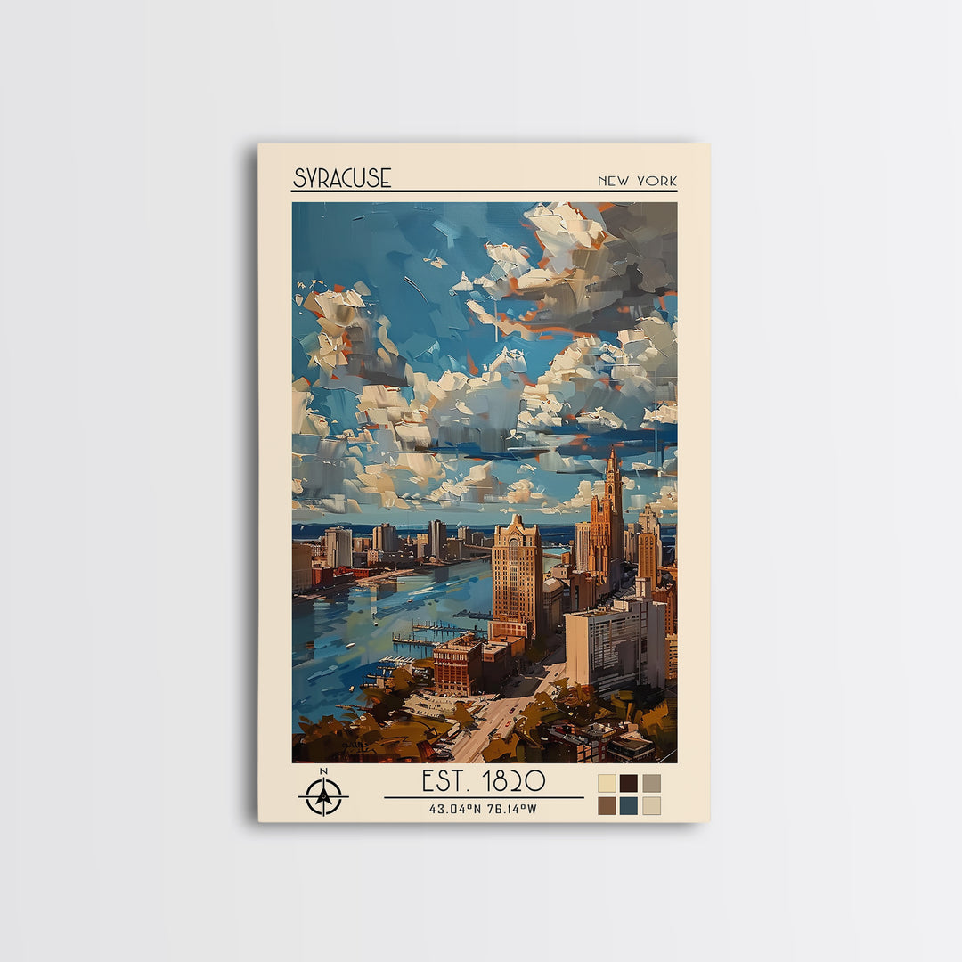 Syracuse Travel Poster, Framed Canvas Print, Vintage Travel Print, City Wall Art, Travel Print, Vintage Travel, Living Room Wall Art