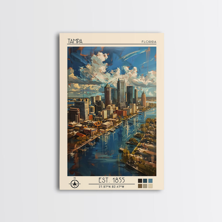 Tampa Travel Poster, Canvas Print, City Travel Poster, Vintage City Poster, Living Room Wall Art, City Art Print, Vintage Travel Art