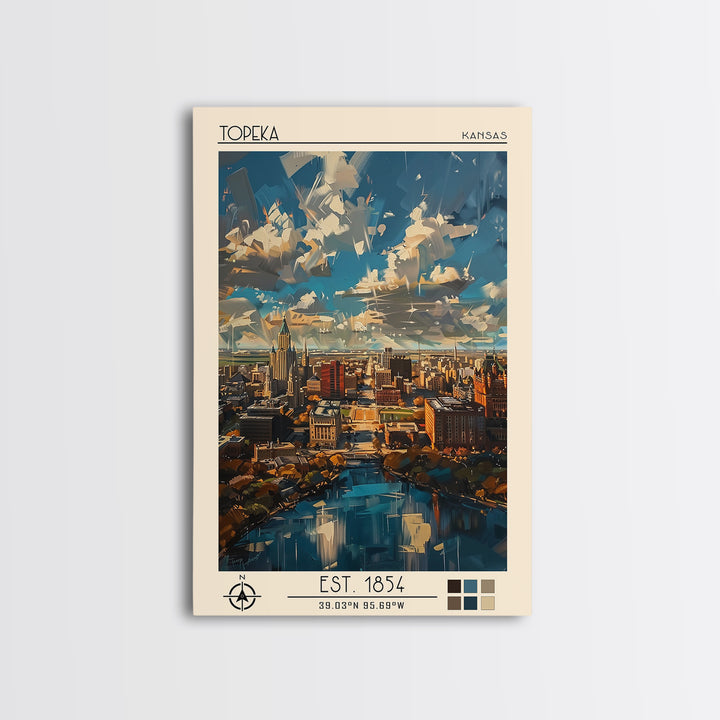 Topeka Travel Poster, Framed Canvas Print, City Travel Poster, Travel Wall Decor, Fine Art Print, Poster Art, Wall Art, Travel Print