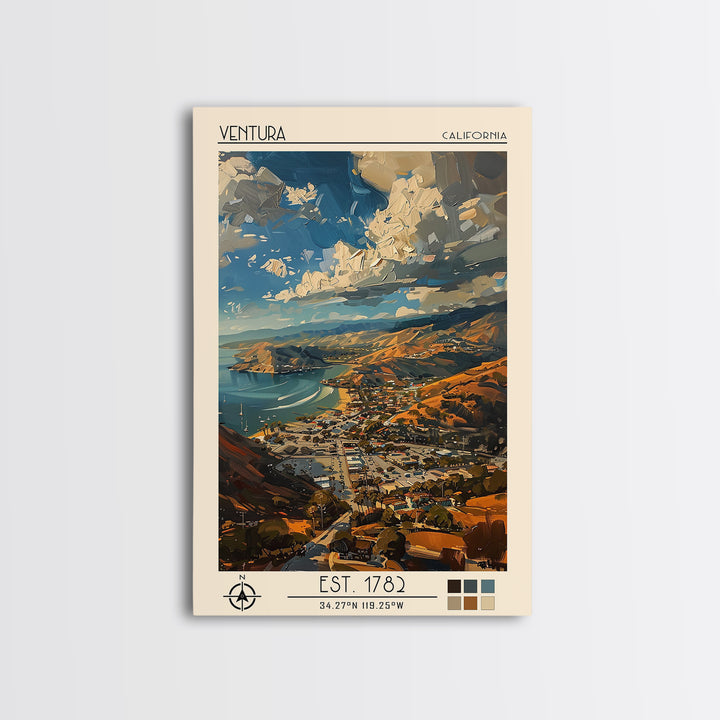 Ventura Travel Poster, Canvas Print, Travel Wall Decor, Minimalist Poster, Travel Art Print, Home Office Decor, Living Room Wall Art