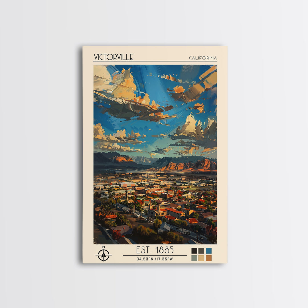 Victorville Travel Poster, Canvas Print, Poster Print, Travel Wall Art, Vintage Travel Art, Living Room Wall Art, City Travel Poster