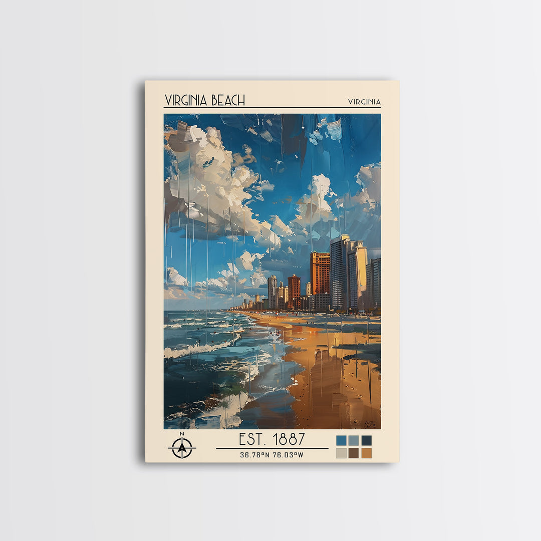 Virginia Beach Travel Poster, Canvas Print, City Art Print, Travel Wall Art, Vintage Poster, City Travel Poster, Vintage City Poster