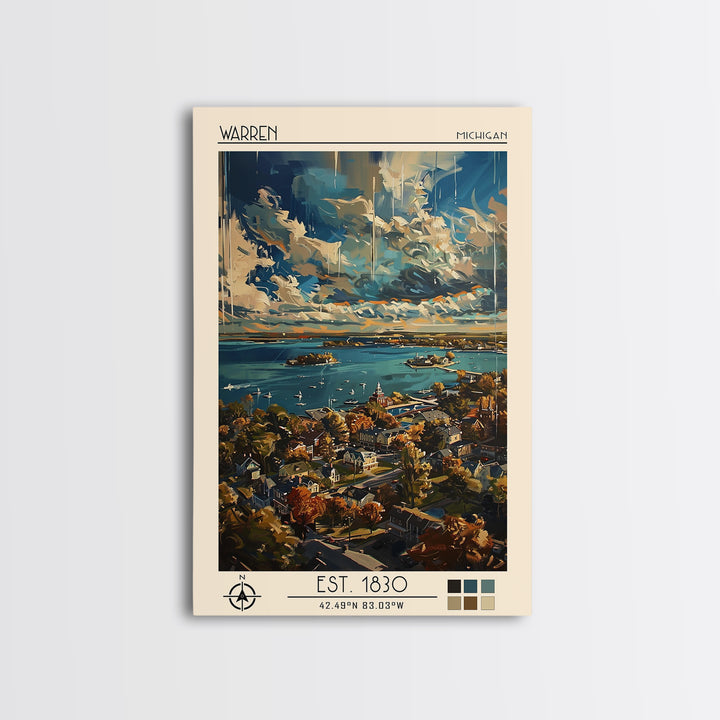 Warren Travel Poster, Framed Canvas Print, Retro Wall Art, Travel Print, Poster Art, Wanderlust Gift, Travel Decor, Gallery Wall Set