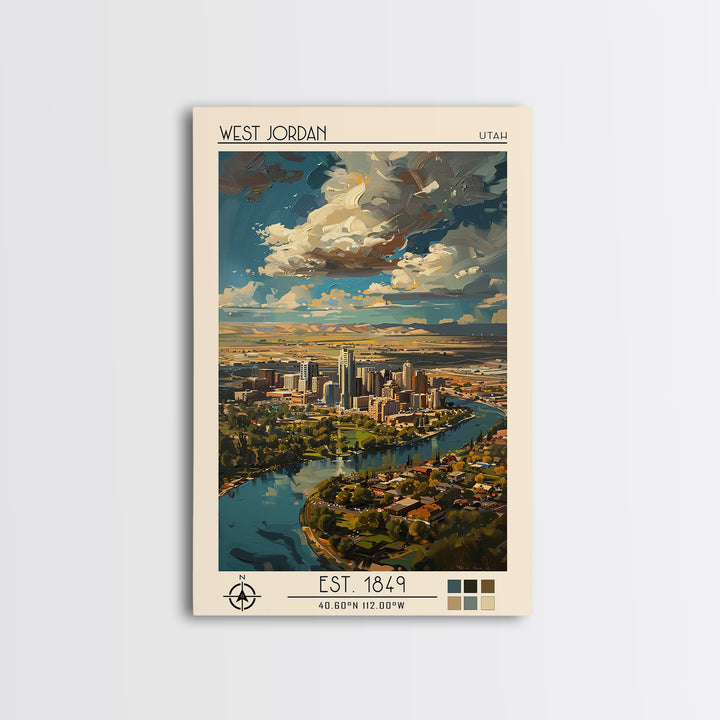 West Jordan Travel Poster, Canvas Print, City Travel Poster, Travel Wall Art, Travel Print, Travel Posters, Vintage Poster, Wall Art