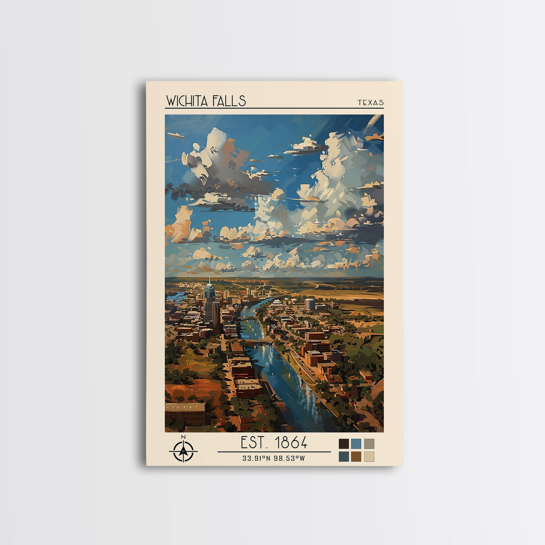 Wichita Falls Travel Poster, Canvas Print, City Travel Poster, Vintage City Poster, Vintage Poster, Travel Art Print, Travel Posters