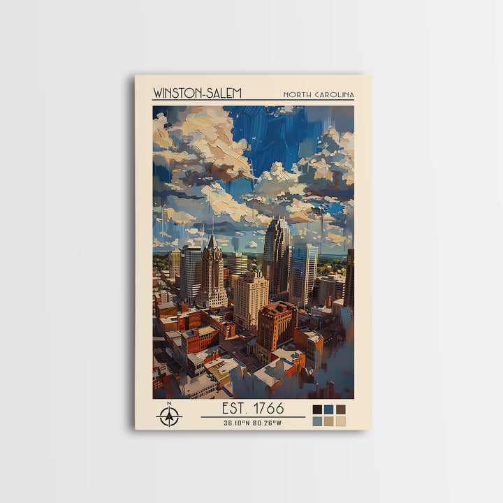 Winston-Salem Travel Poster, Canvas Print, City Art Print, Travel Wall Art, City Travel Poster, Home Office Decor, Travel Wall Decor