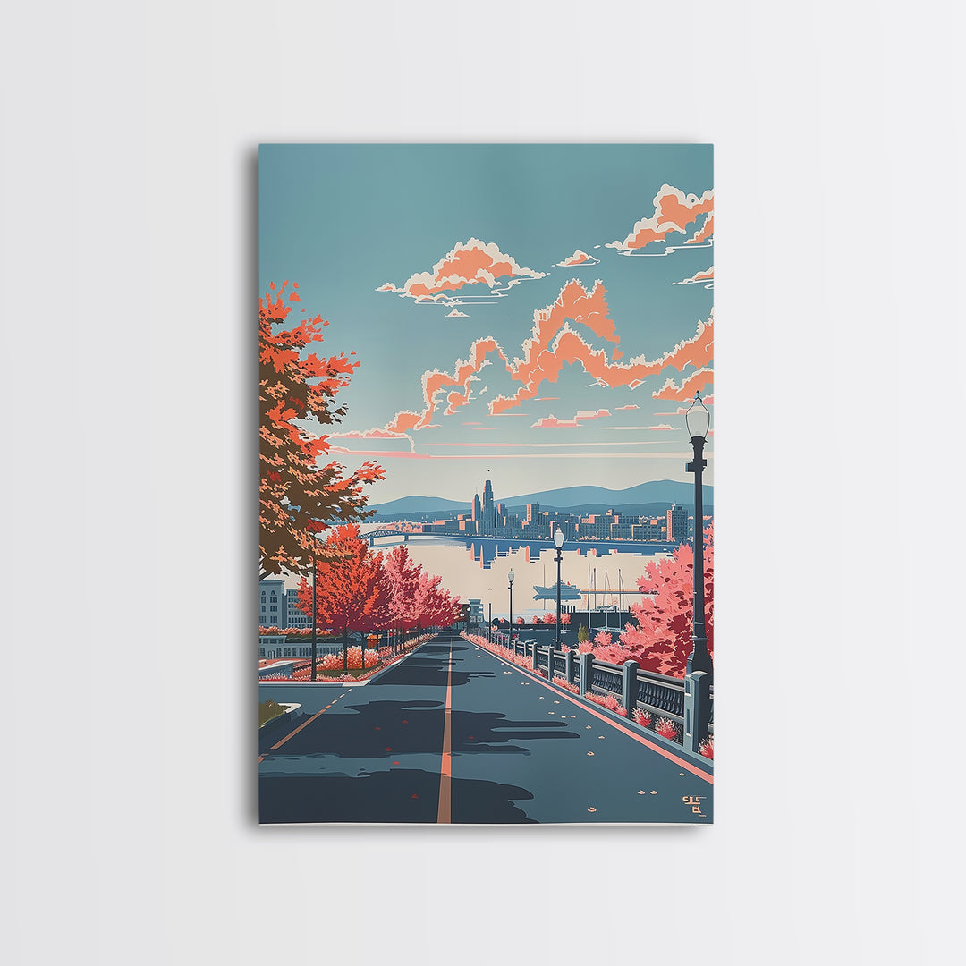 Albany Travel Poster, Framed Canvas Print, Retro Wall Art, Travel Print, Modern Wall Decor, Travel Wall Art, Wall Art, City Wall Art