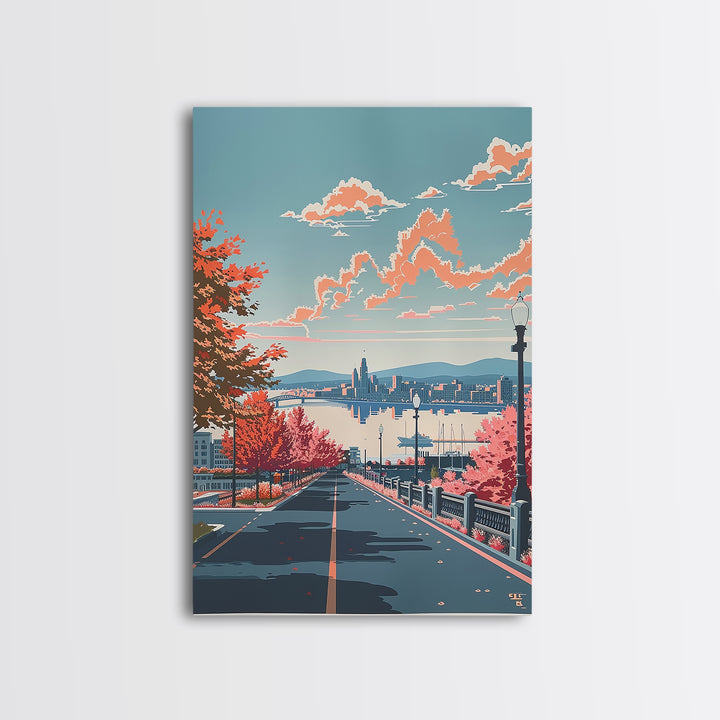 Albany Travel Poster, Framed Canvas Print, Retro Wall Art, Travel Print, Modern Wall Decor, Travel Wall Art, Wall Art, City Wall Art