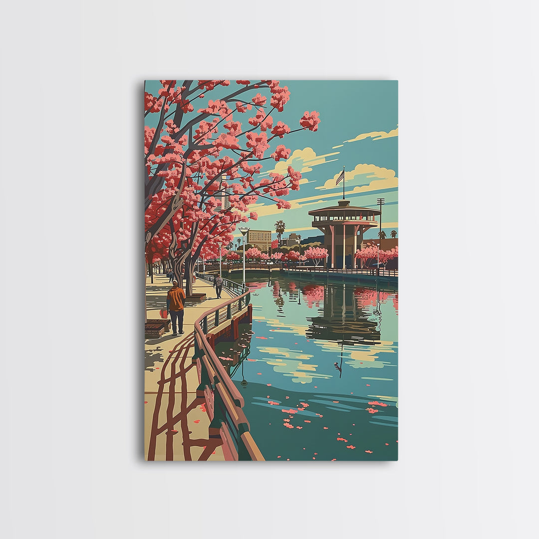 Anaheim Travel Poster, Framed Canvas Print, Travel Art Print, Modern Wall Decor, Travel Print, Watercolor Cityscape, Travel Wall Art