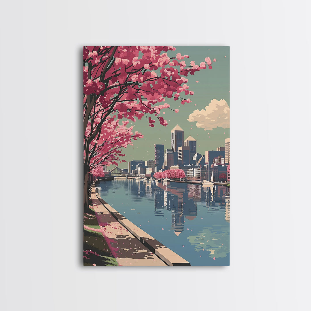 Baltimore Travel Poster, Framed Canvas Print, Retro Wall Art, Travel Print, Wall Art, Home Office Decor, Travel Decor, Travel Prints