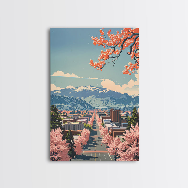 Boulder Travel Poster, Framed Canvas Print, Retro Wall Art, Travel Print, Modern Wall Decor, Travel Wall Decor, Living Room Wall Art
