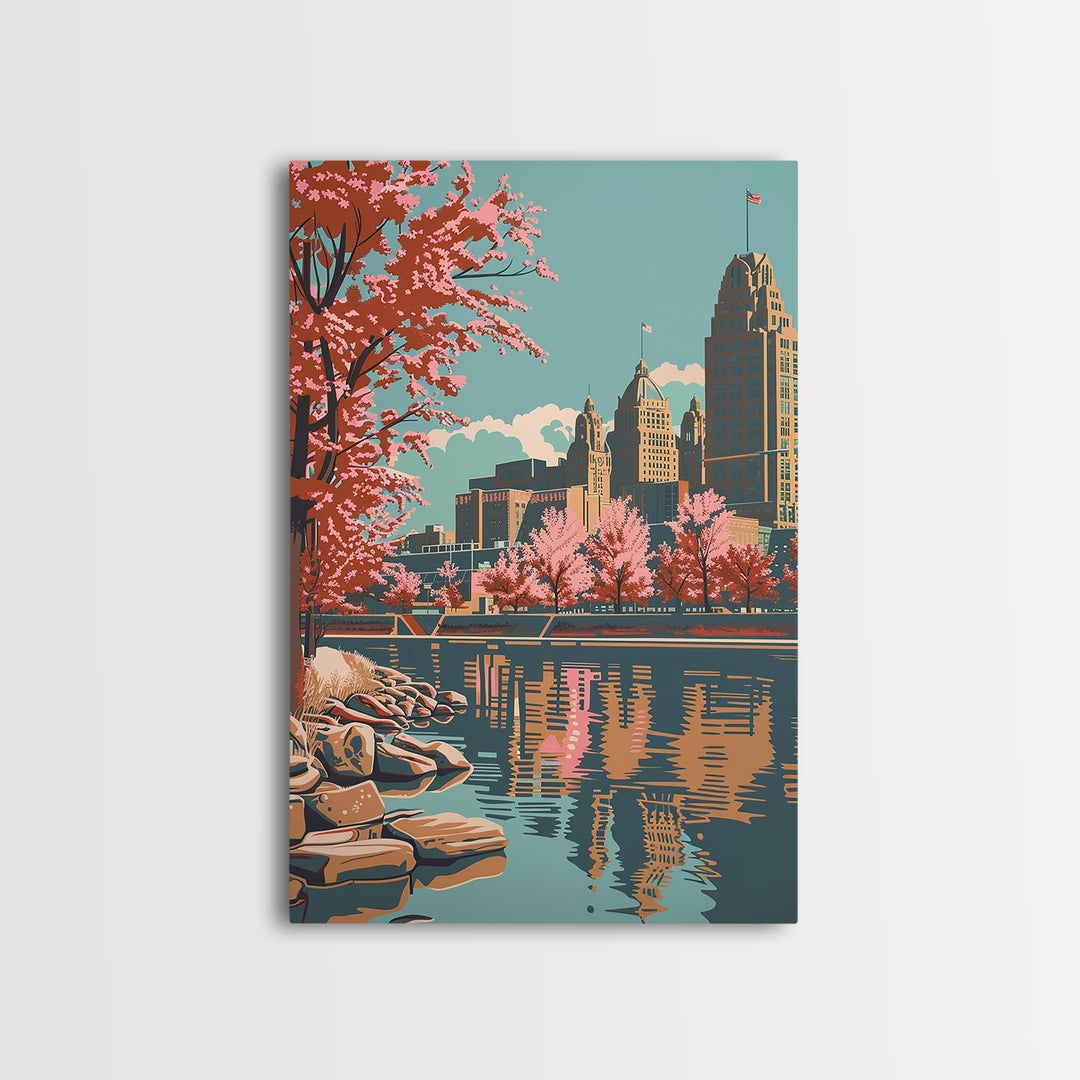Buffalo Travel Poster, Canvas Print, Travel Prints, Landscape Art, Wanderlust Gift, Vintage Travel Print, Travel Posters, Poster Art