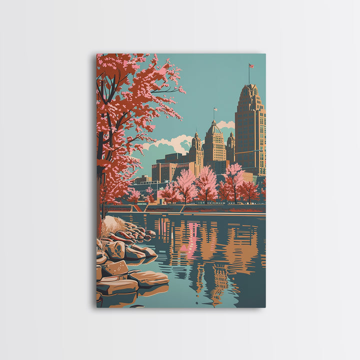 Buffalo Travel Poster, Canvas Print, Travel Prints, Landscape Art, Wanderlust Gift, Vintage Travel Print, Travel Posters, Poster Art