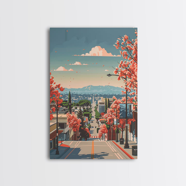 Burbank Travel Poster, Canvas Print, Travel Prints, Landscape Art, Home Decor, City Wall Art, Travel Wall Decor, Retro Travel Poster