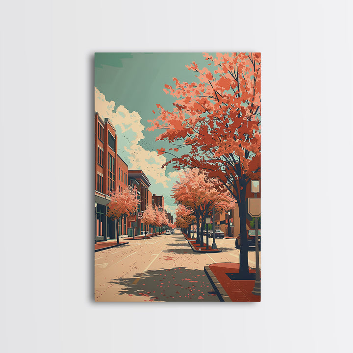 Clarksville Travel Poster, Framed Canvas Print, Travel Prints, Landscape Art, Mid Century Wall Art, Retro Wall Art, Gallery Wall Set