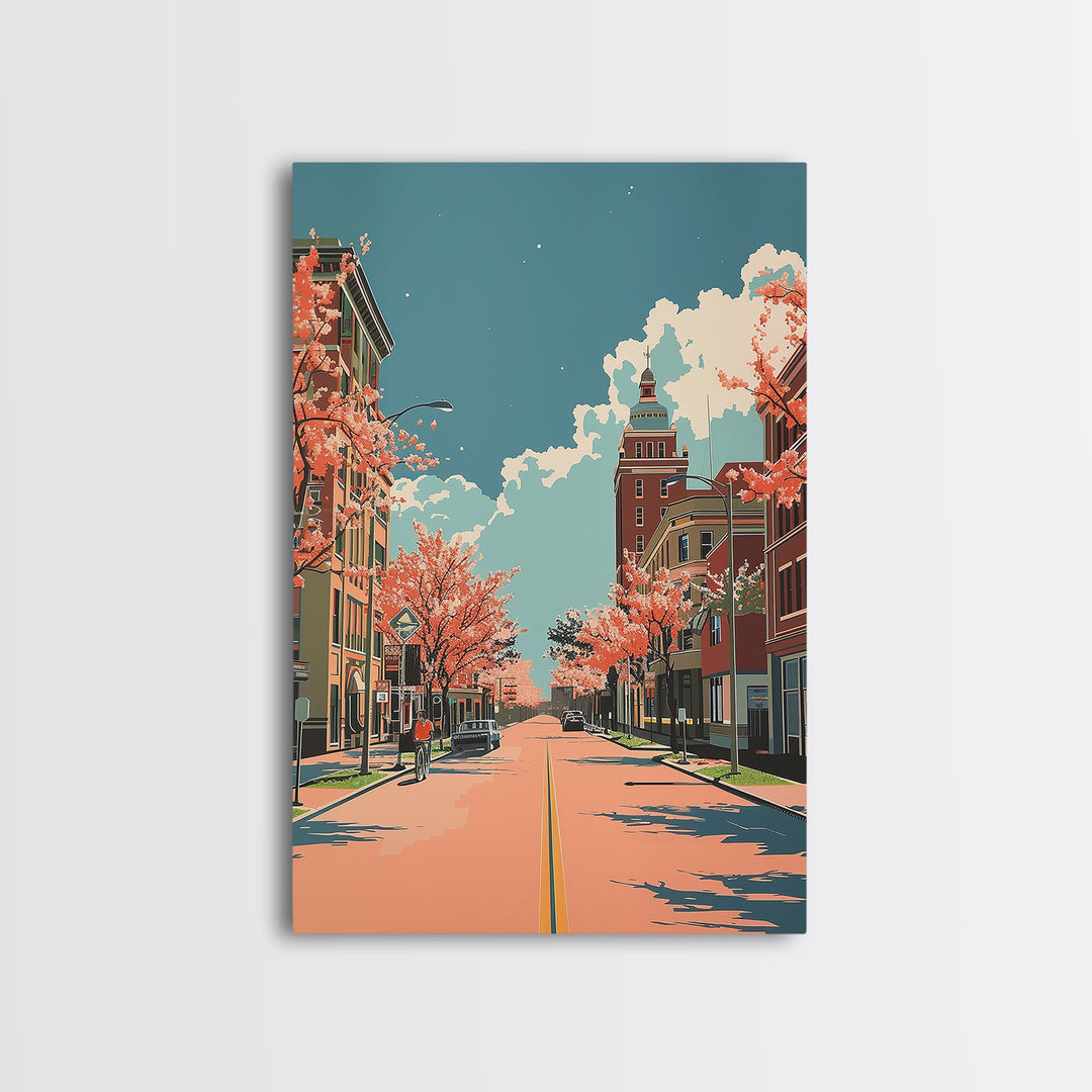 College Station Travel Poster, Framed Canvas Print, Travel Prints, Landscape Art, Living Room Wall Art, City Art Print, Travel Decor