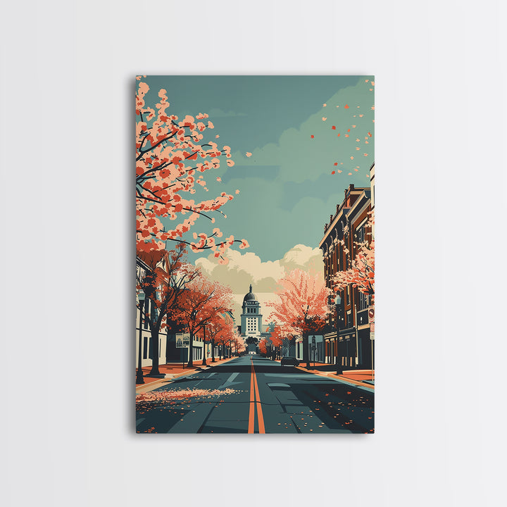 Columbia Missouri Travel Poster, Canvas Print, Travel Wall Art, City Wall Art, Retro Travel Print, Fine Art Print, Colorful Wall Art