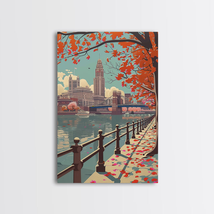 Columbus Travel Poster, Canvas Print, Travel Wall Art, City Wall Art, Travel Prints, Poster Print, Travel Posters, Home Office Decor