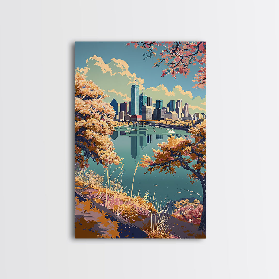 Dallas Travel Poster, Canvas Print, Retro Travel Poster, City Wall Art, Fine Art Print, City Art Print, Art Print, Colorful Wall Art