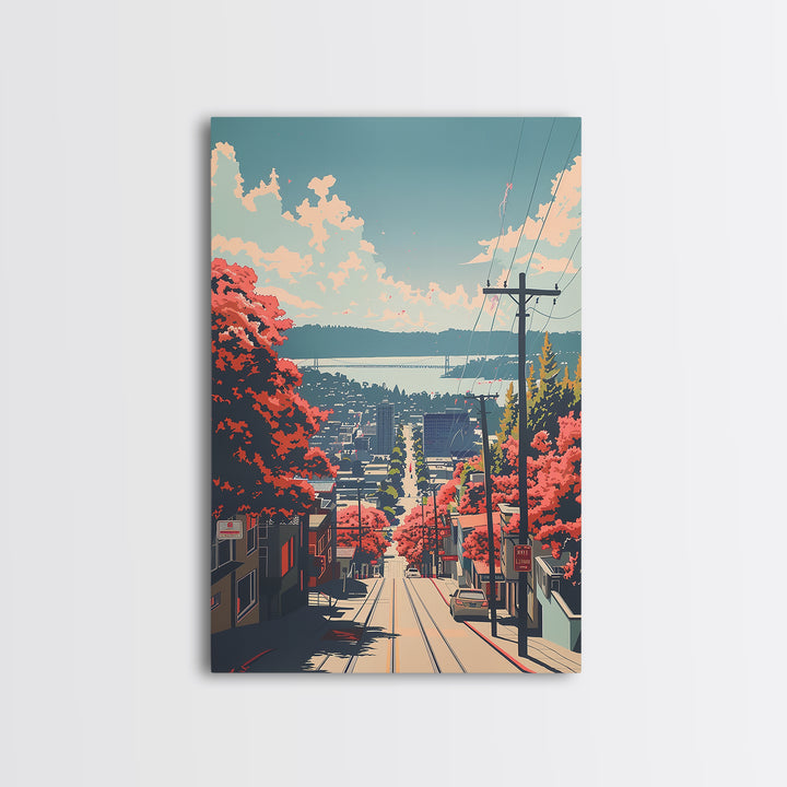 Daly City Travel Poster, Framed Canvas Print, Retro Travel Poster, City Wall Art, Landscape Art, Travel Art Print, Colorful Wall Art