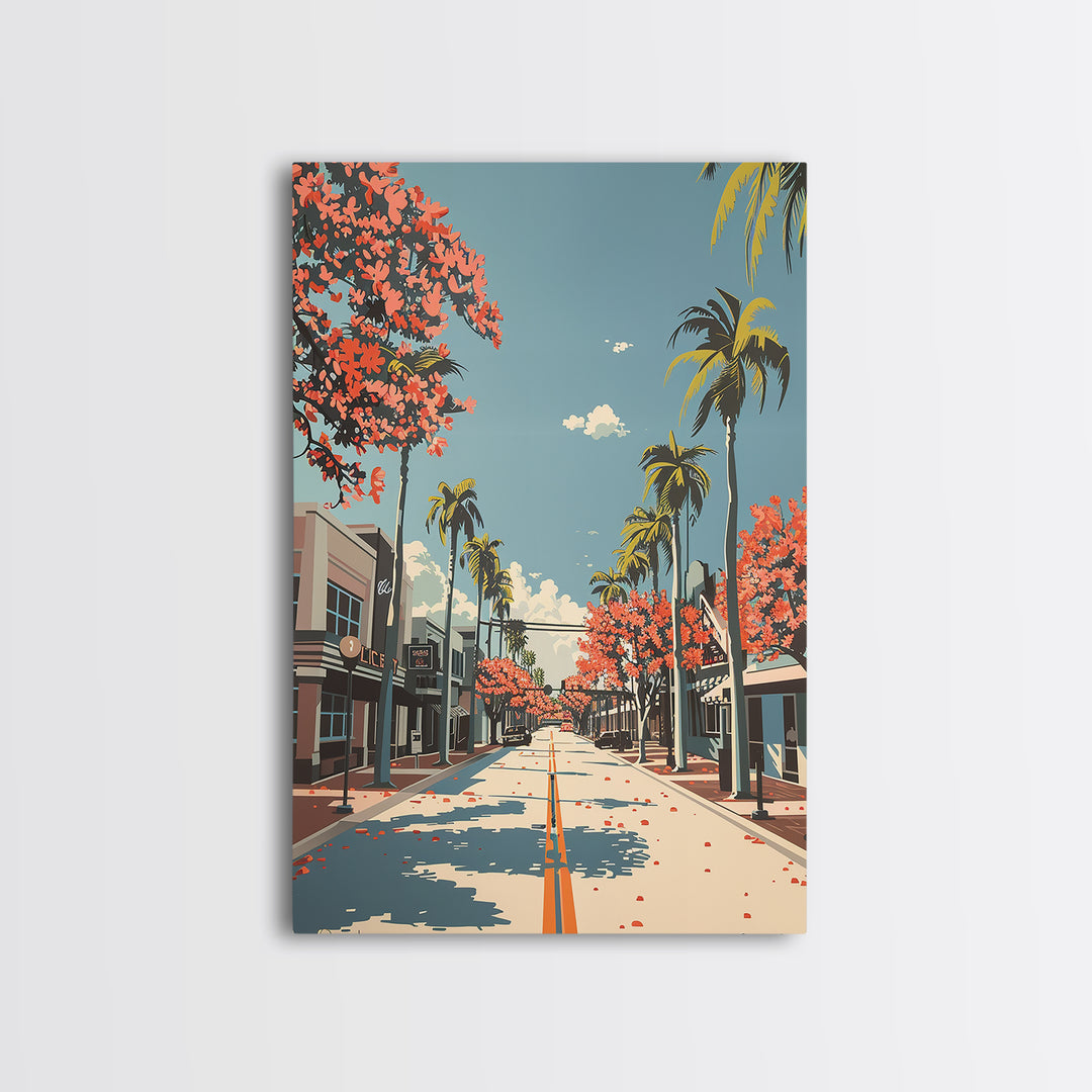 Davie Travel Poster, Framed Canvas Print, Retro Travel Poster, City Wall Art, Retro Travel Print, Wanderlust Gift, City Illustration