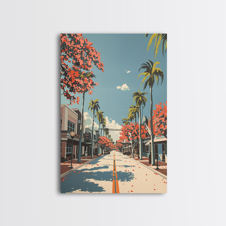 Davie Travel Poster, Framed Canvas Print, Retro Travel Poster, City Wall Art, Retro Travel Print, Wanderlust Gift, City Illustration