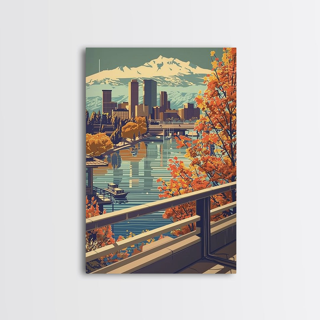 Denver Travel Poster, Framed Canvas Print, Vintage Travel Print, City Wall Art, Gallery Wall Set, Travel Wall Art, Minimalist Poster