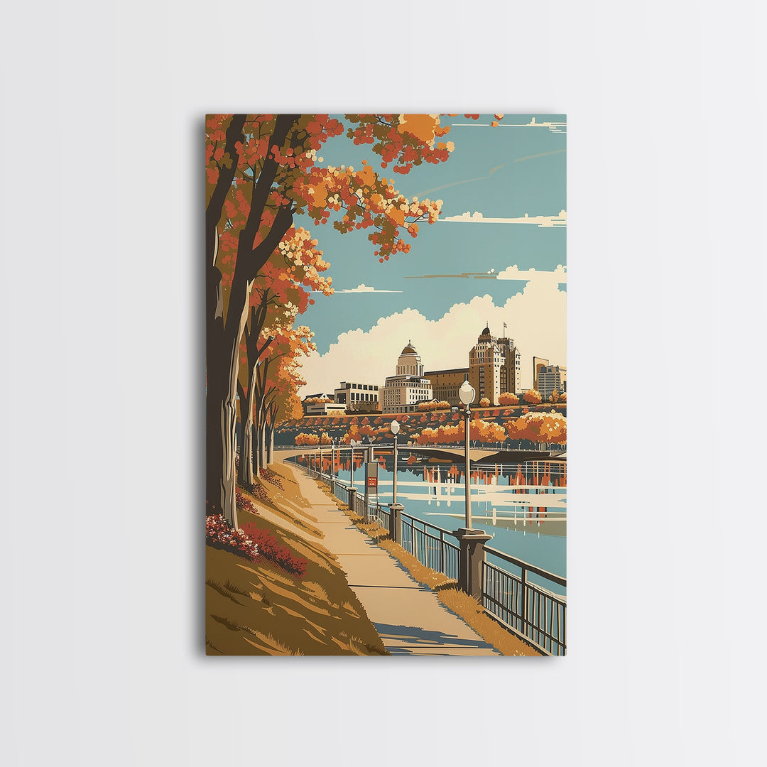 Des Moines Travel Poster, Canvas Print, City Art Print, Travel Wall Art, Minimalist Poster, Travel Prints, Retro Wall Art, Art Print