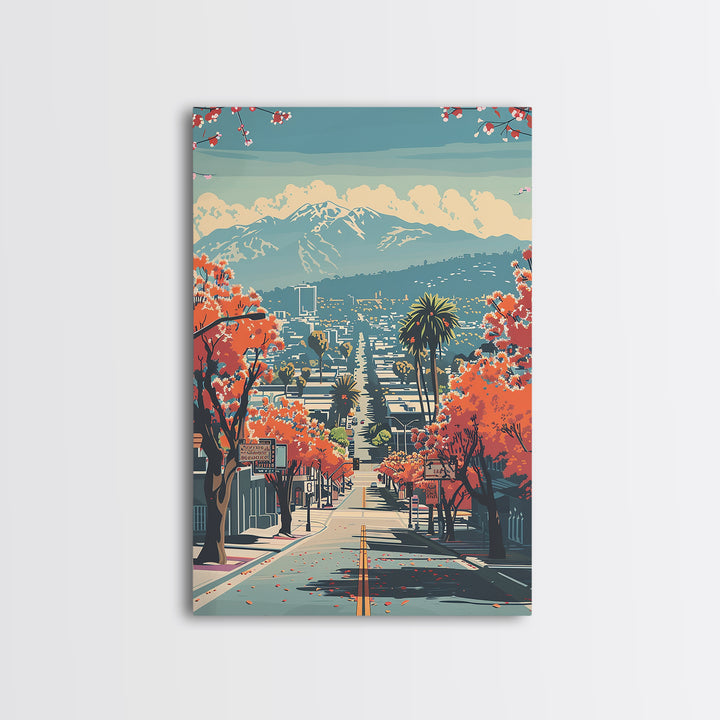 El Monte Travel Poster, Framed Canvas Print, City Travel Poster, Travel Wall Art, Watercolor Cityscape, City Illustration, Art Print