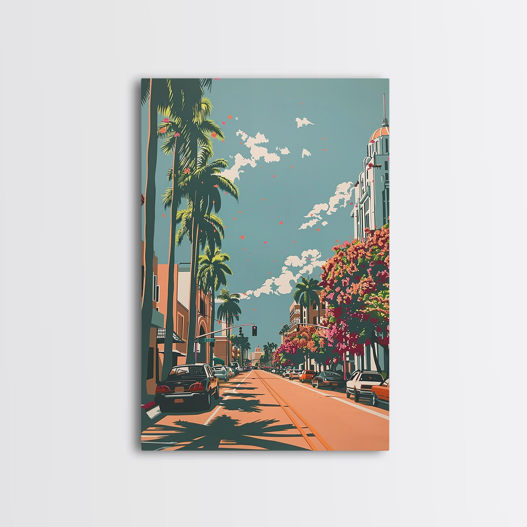 Hollywood Travel Poster, Canvas Print, City Travel Poster, Travel Wall Art, Wanderlust Gift, Minimalist Poster, Living Room Wall Art