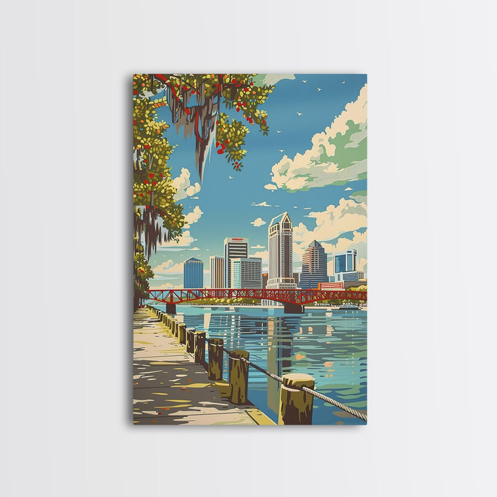Jacksonville Travel Poster, Framed Canvas Print, City Travel Poster, Travel Wall Decor, Travel Art Print, City Art Print, Poster Art