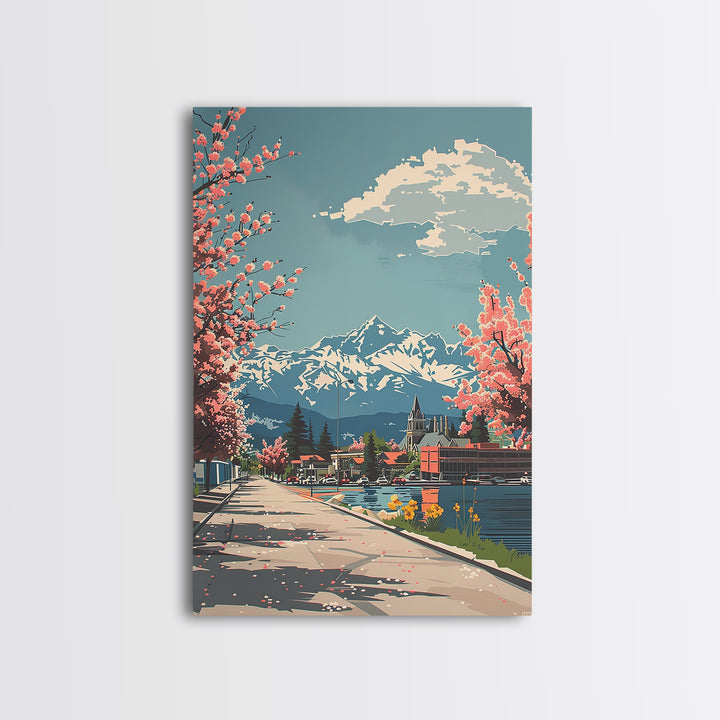 Lakewood Travel Poster, Framed Canvas Print, City Travel Poster, Travel Wall Decor, Art Print, Mid Century Wall Art, Travel Wall Art