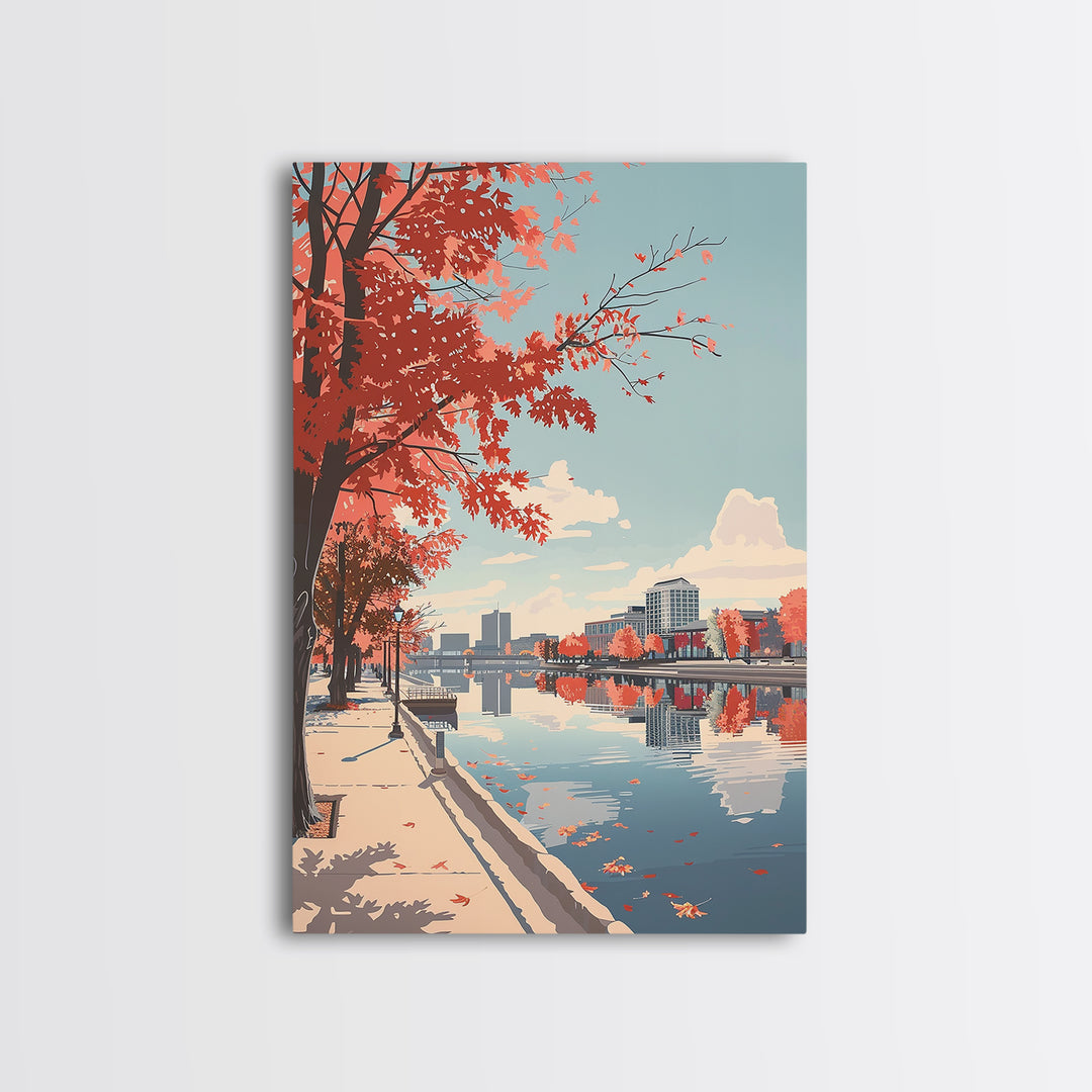 Lansing Travel Poster, Framed Canvas Print, Travel Prints, Landscape Art, Art Print, Gallery Wall Set, Poster Print, Wanderlust Gift