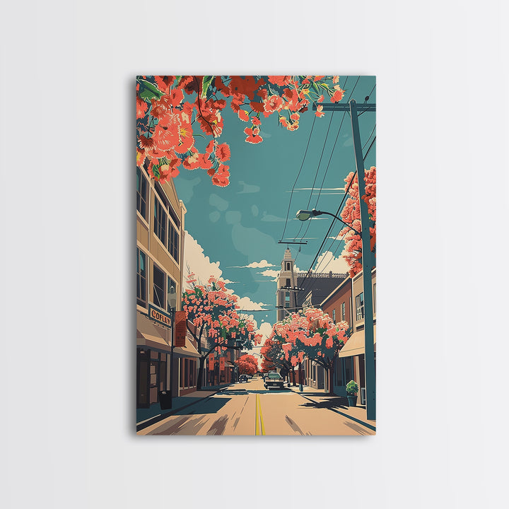 Lewisville Travel Poster, Framed Canvas Print, Travel Prints, Landscape Art, Fine Art Print, Travel Decor, City Wall Art, Home Decor