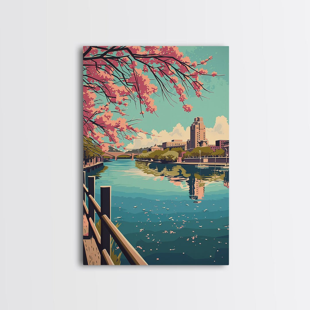 Little Rock Travel Poster, Framed Canvas Print, Retro Travel Poster, City Wall Art, Retro Wall Art, Living Room Wall Art, Home Decor