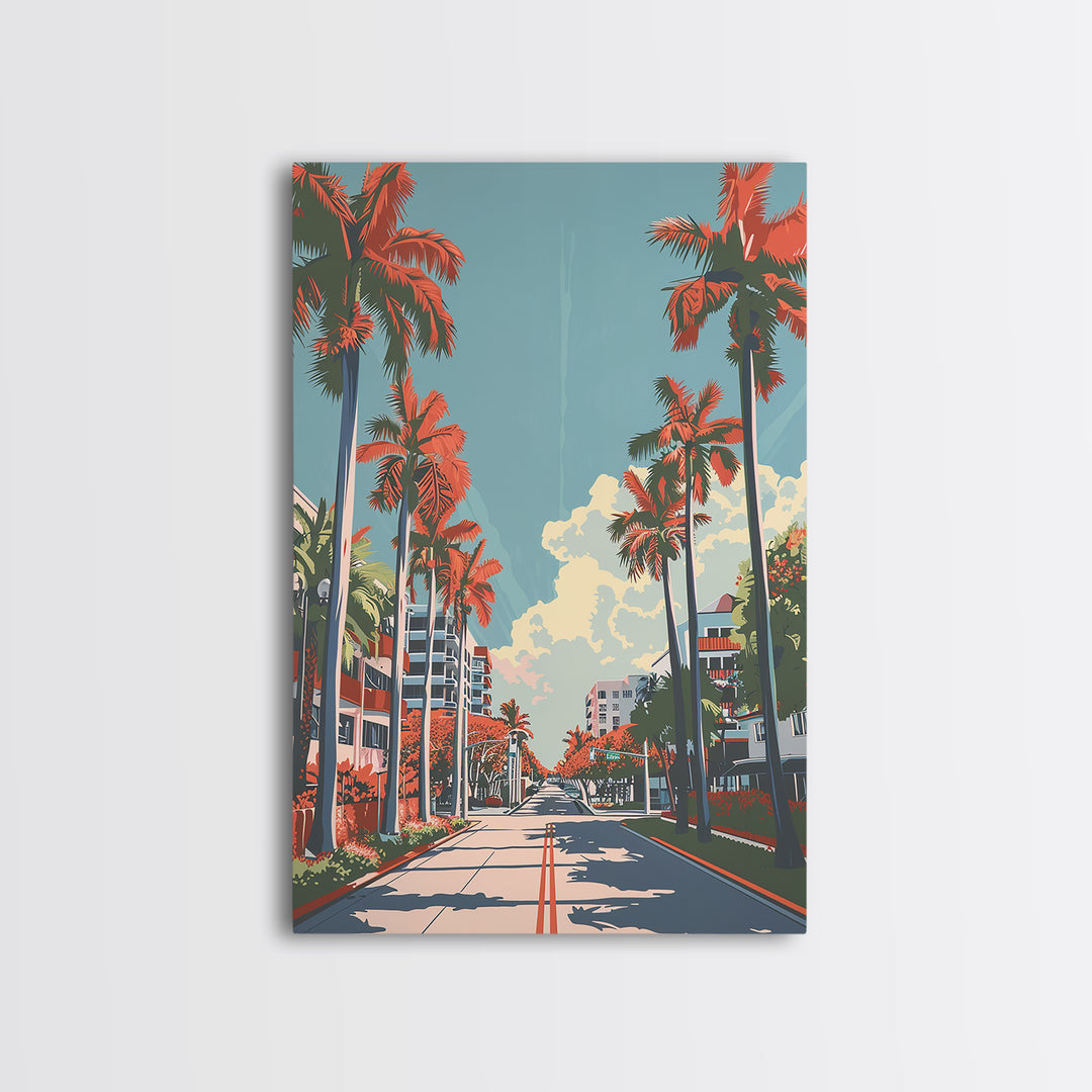Miami Gardens Travel Poster, Framed Canvas Print, Vintage Travel Print, City Wall Art, Vintage Poster, Wanderlust Gift, Travel Print