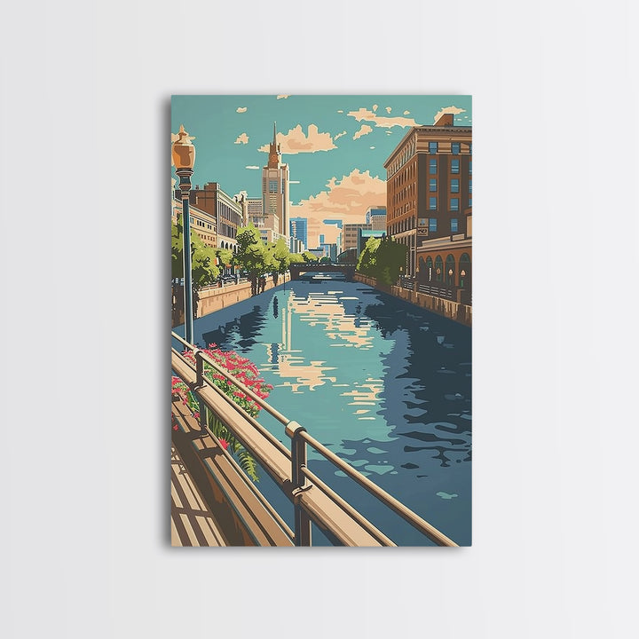 Milwaukee Travel Poster, Framed Canvas Print, Travel Wall Art, City Wall Art, City Travel Poster, Travel Print, Vintage Travel Print