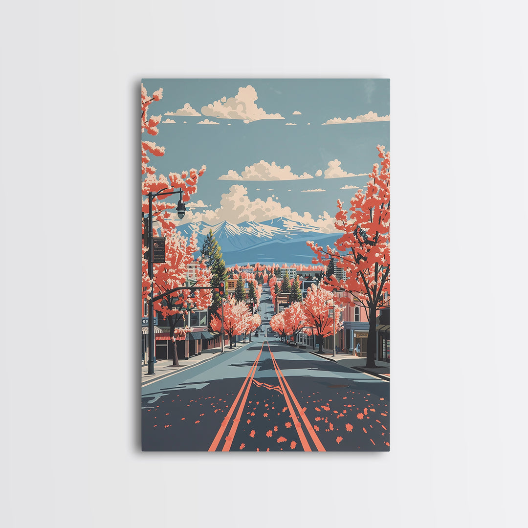 Nampa Travel Poster, Framed Canvas Print, Retro Travel Poster, City Wall Art, Watercolor Cityscape, Travel Prints, Modern Wall Decor