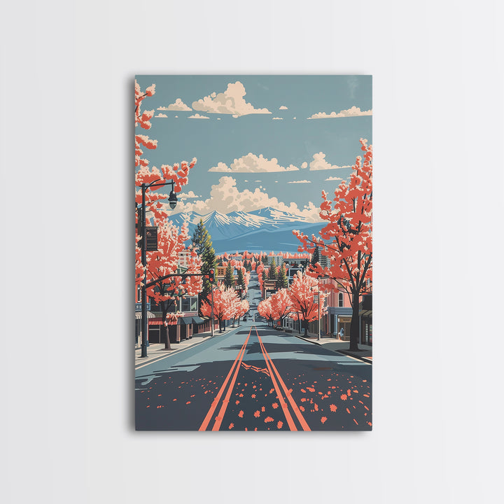Nampa Travel Poster, Framed Canvas Print, Retro Travel Poster, City Wall Art, Watercolor Cityscape, Travel Prints, Modern Wall Decor