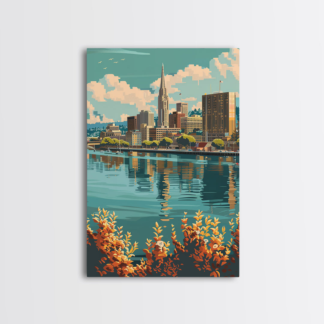 Oakland Travel Poster, Canvas Print, City Travel Poster, Travel Wall Decor, Living Room Wall Art, Gallery Wall Set, Travel Art Print