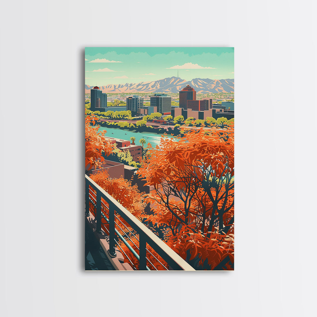 Phoenix Travel Poster, Canvas Print, Vintage Travel Print, City Wall Art, City Illustration, Retro Travel Poster, Retro Travel Print
