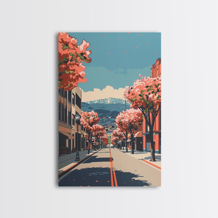 Pomona Travel Poster, Framed Canvas Print, Travel Wall Art, City Wall Art, Gallery Wall Set, Watercolor Cityscape, Modern Wall Decor