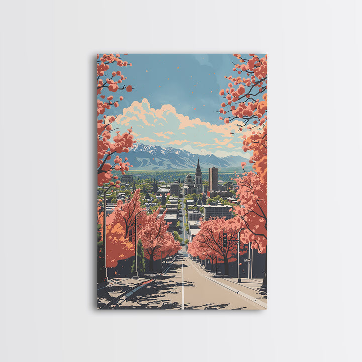 Provo Travel Poster, Framed Canvas Print, City Travel Poster, Vintage City Poster, Landscape Art, Vintage Travel Art, Vintage Travel