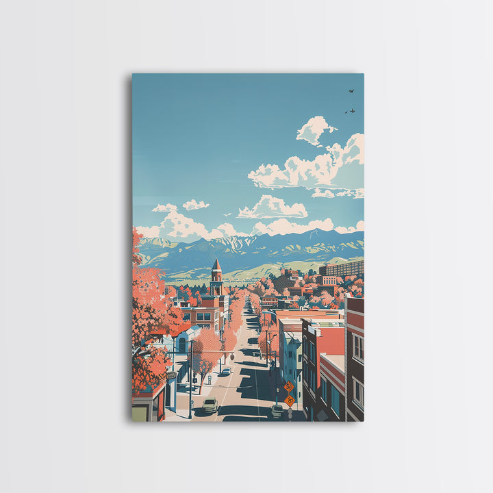 Pueblo Travel Poster, Framed Canvas Print, Travel Wall Decor, Minimalist Poster, City Art Print, City Illustration, Travel Art Print